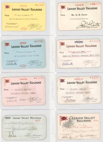 (8) 1903-1910 Lehigh Valley Railroad Passes