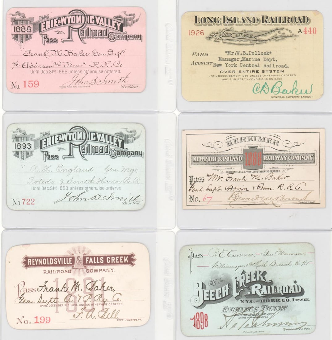 (6) Antique American Railroad Passes (1 of 13)