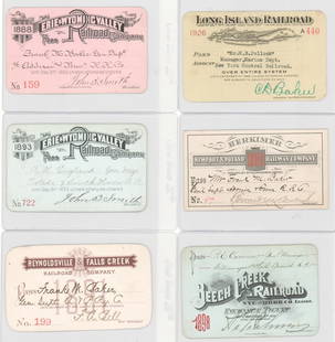 (6) Antique American Railroad Passes: (6) Antique American Railroad Passes. Mixed condition. Provenance: Pennsylvania Private Collection. The absence of a condition report does not imply that the lot is in perfect condition or completely