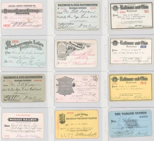 (12) Antique American Railroad Passes