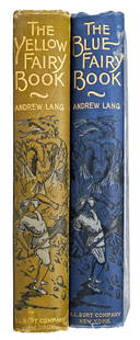 Andrew Lang (2) Antique Blue / Yellow Fairy Books: Two (2) Children's books edited by Andrew Lang. A. L. Burt Publisher, NY. Undated. Circa 1900. Includes: 1) The Blue Fairy Book. 412 pp. Illustrated. Cracked hinges. Very light toning. Couple of small