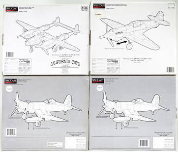 Spec Cast Model Plane Coin Banks MIB CA Cutie: Four (4) Spec Cast Limited Edition model airplane banks include: (2) FAU-1 Corsair #47507 and 47518; P-40 Warhawk; P-38 Lightning California Cutie piloted by LT. Richard Loenhart item 41006 limited to