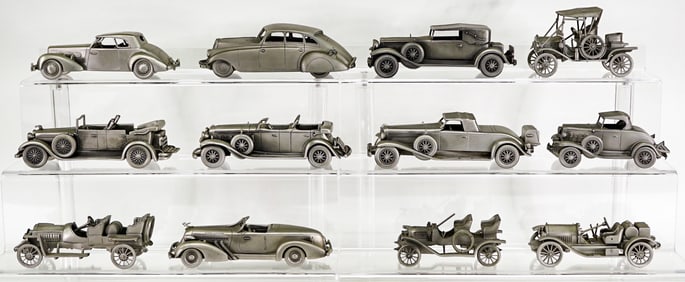 Collection Fine Pewter Scale Model Cars