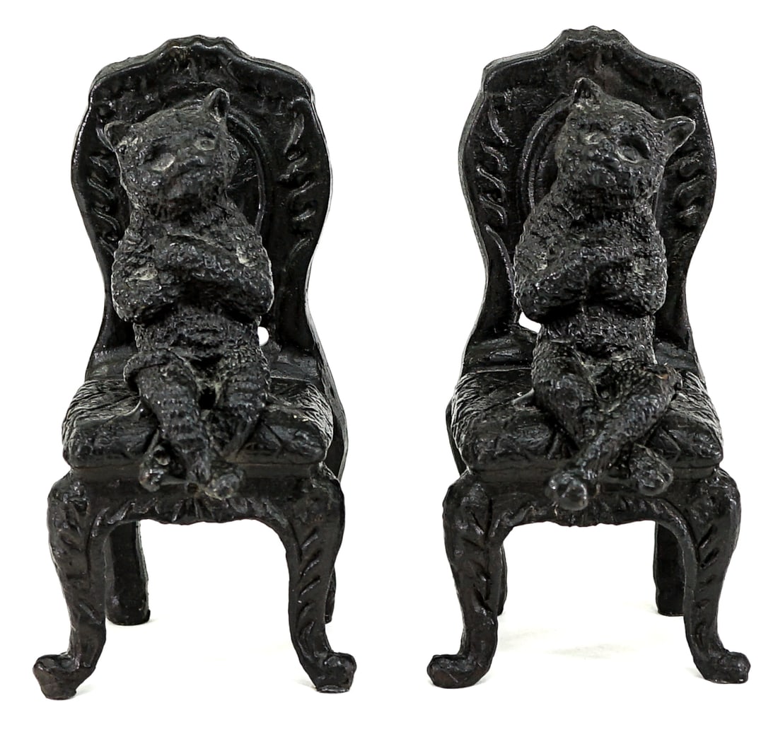 Pair of Black Cat Cast Iron Bookends (1 of 6)