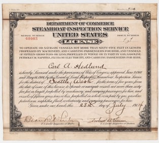 Vintage 1914 Department Of Commerce Steamboat