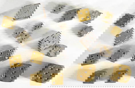 A Collection of Metal Dice: A Collection of Metal Dice ranging in size from .375 x .375 inches to 1 x 1 inches. Mixed condition. The group measures 3.5 in. x 3.5 in. x 1 in. The descriptions of items appearing in advertising pri