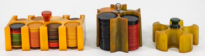Three Small Bakelite Catalin Poker Caddy's