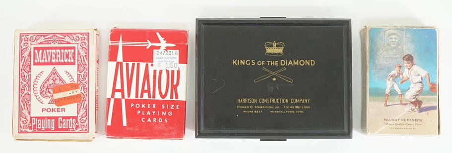Redi-Slip (3) Sets Playing Cards [McGraw, Cobb]: Three (3) complete sets with 2 Jokers of Redi-Slip Remembrance Brown and Bigelow Baseball Playing Cards featuring Ty Cobb; Honus Wagner; John McGraw. Includes two (2) sets vintage playing cards - Avia
