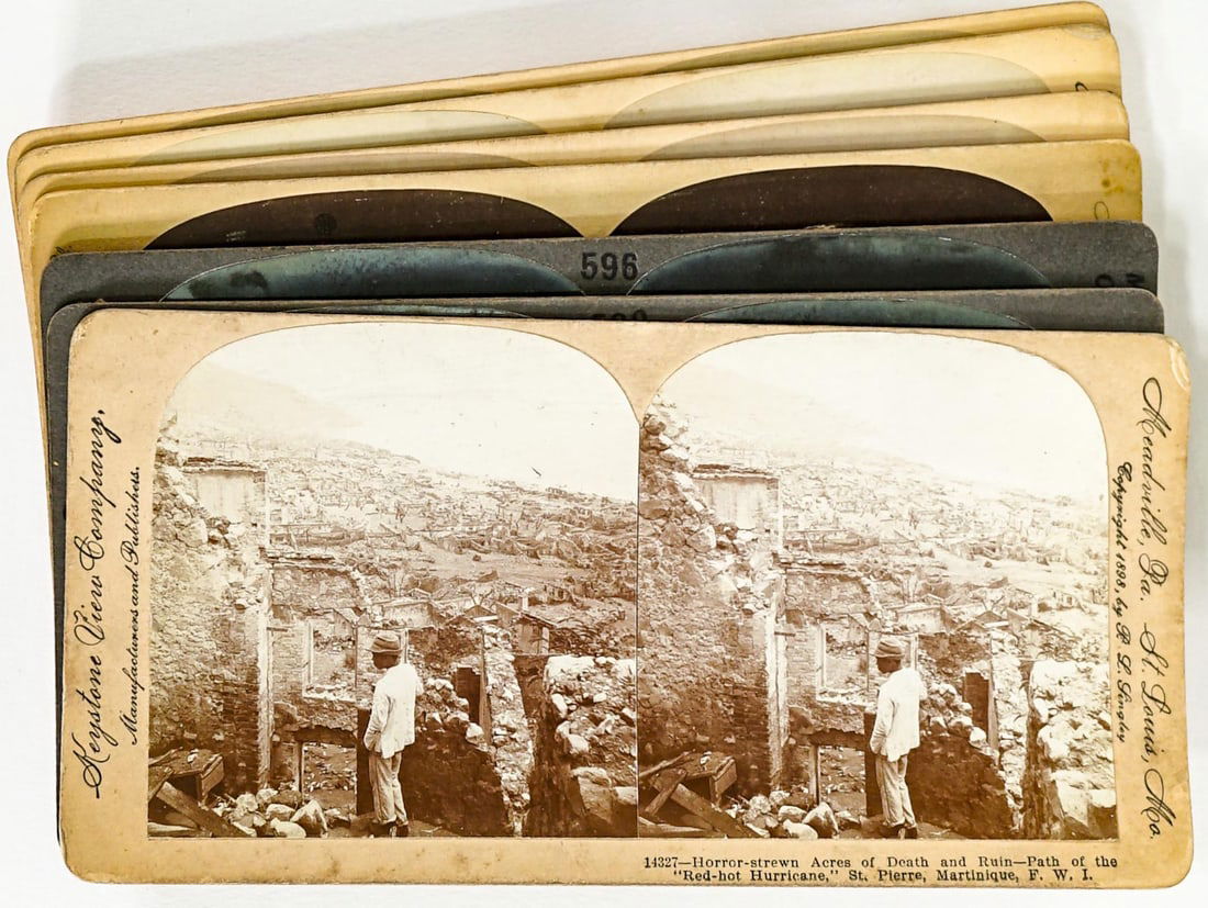 Antique (7) Stereoviews [Mt. Pelee; Astronomy] (1 of 9)