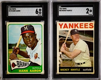 1960 Topps Hank Aaron, Mickey Mantle Topps 1964
