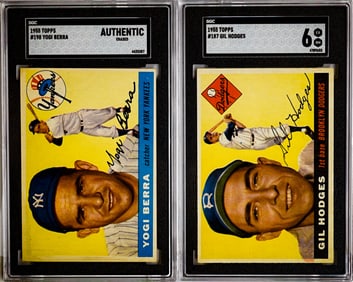 1955 Topps Baseball (2) Cards Berra & Hodges
