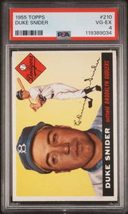 1955 Topps Duke Snider #210 PSA 4: 1955 Topps Willie Mays #194 PSA 4. The absence of a condition report does not imply that the lot is in perfect condition or completely free from wear and tear, imperfections, or the conditions of agin