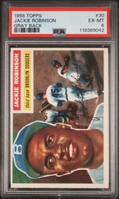 1956 Topps Jackie Robinson Gray Back #30 PSA 6