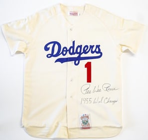 Pee Wee Reese Autographed Dodgers Replica Jersey