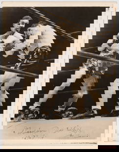 Joe Louis (Boxing) 8x10 Photo SIGNED BAS LOA: Joe Louis 8x10 photo signed and inscribed. Beckett Authentication Services BAS LOA #AE22356. Photo lot measures 11 H x 8.5 in. W for shipping purposes only. Provenance: Estate of Gordon Pouliot (1927-