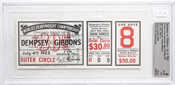 Dempsey vs. Gibbons Full Ticket July 4, 1923 EX-MT