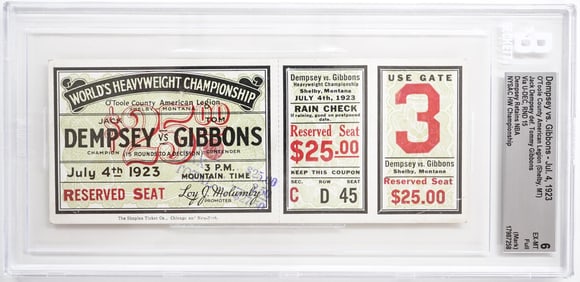 Dempsey vs. Gibbons Full Ticket July 4, 1923 EX-MT