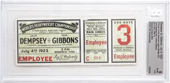 Dempsey vs. Gibbons Full Ticket July 4, 1923 EX-MT