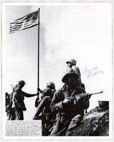 Charles W. Lindberg USMC 8x10 Iwo Jima SIGNED