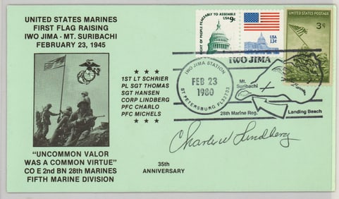 [Iwo Jima, WWII] Charles W. Lindberg Signed Cover