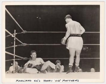 Rocky Marciano vs Harry Mathews Type I 8x10 PSA