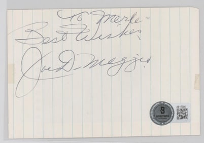 Joe DiMaggio 3x5 Cut SIGNED BAS LOA