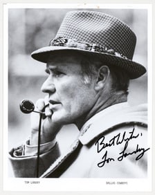 Tom Landry 8x10 Photo SIGNED BAS COA