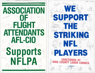 (2) Seattle Seahawks Signed 1987 FB Strike Posters