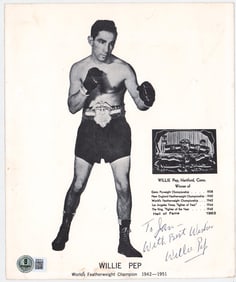 Willie Pep (Boxing) 8x10 Photo SIGNED BAS COA
