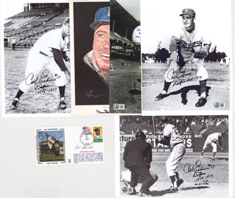 MLB (6) Photos SIGNED BAS COA [Carl Erskine}