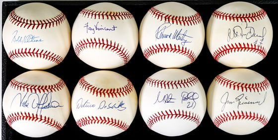 MLB Past LA Dodgers (8) Single Signed BB COA