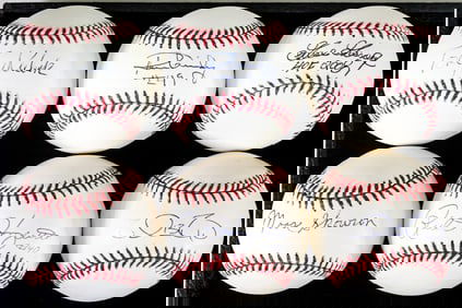 Past NY Yankees Greats (6) Single Signed BB COA