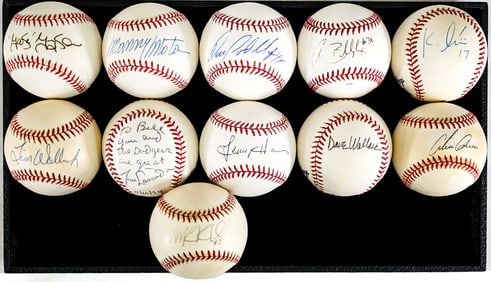 MLB Past LA Dodgers (11) Single Signed BB COA