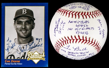 Carl Erskine Single Signed/Inscribed BB COA