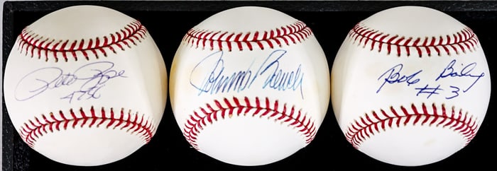 Cincinnati Reds (3) Single Signed Baseballs COA