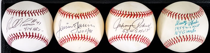 MLB Member (4) Single Signed/Inscribed BB COA