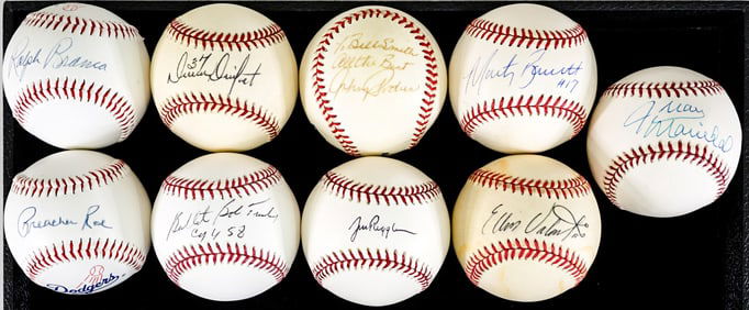 MLB Past Dodgers (9) Single Signed Baseballs COA