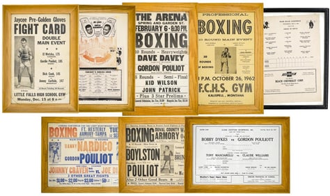(6) Vintage Framed Boxing Posters (G. Pouliot)