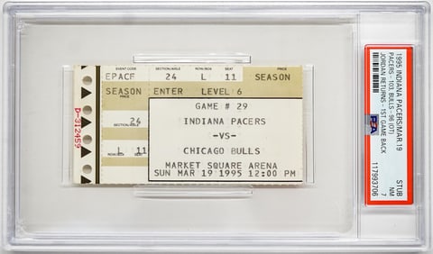 Michael Jordan "I'm Back" Ticket Stub PSA 7 NM