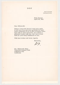 Dwight D. Eisenhower SIGNED Letter 1962 BAS LOA