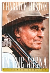 Charlton Heston - In the Arena SIGNED BAS COA