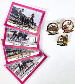 Alysheba, Tomy Lee Signed Cards, Triple Crown Pins