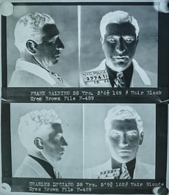 Lucky Luciano & Frank Baldino Mug Shot Negative