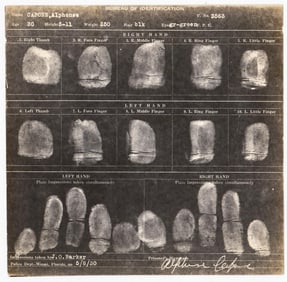 Al Capone Original Photograph of Fingerprint Card
