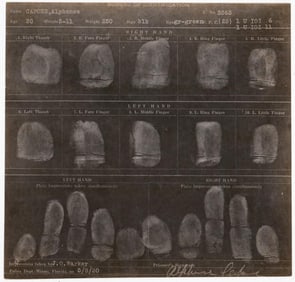 Al Capone Original Photograph of Fingerprint Card