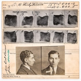 Charles "Lucky" Luciano Mug Shot/Fingerprint Card