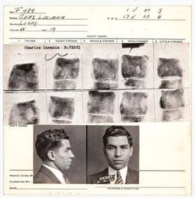 Charles "Lucky" Luciano Mug Shot/Fingerprint Card