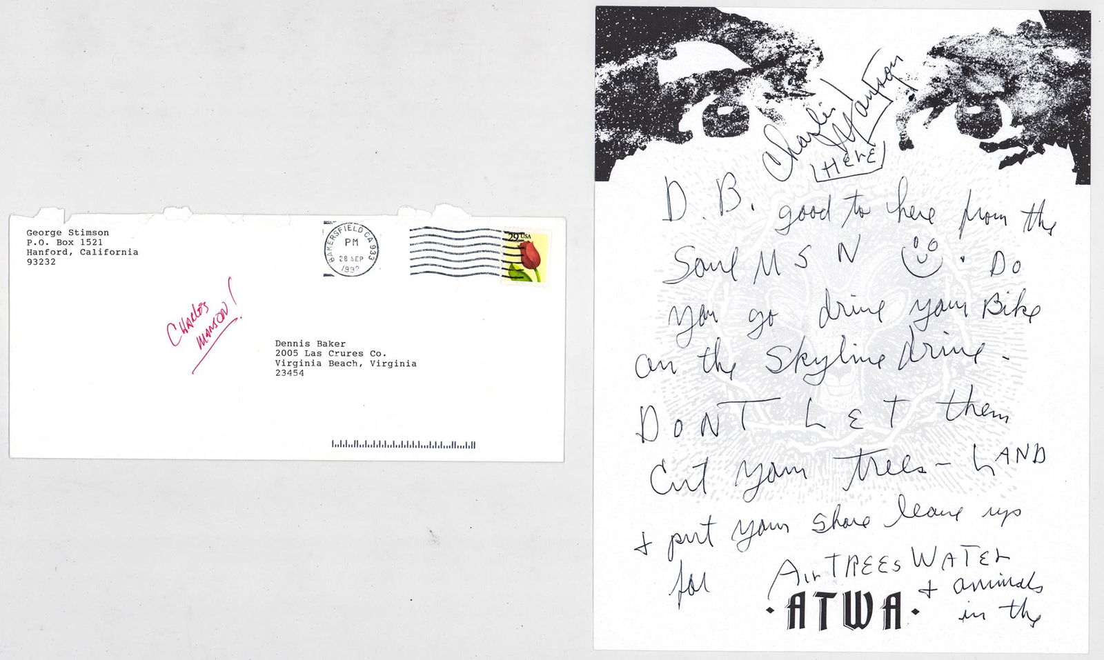 Charles Manson (1pp) Handwritten ALS (1 of 5)