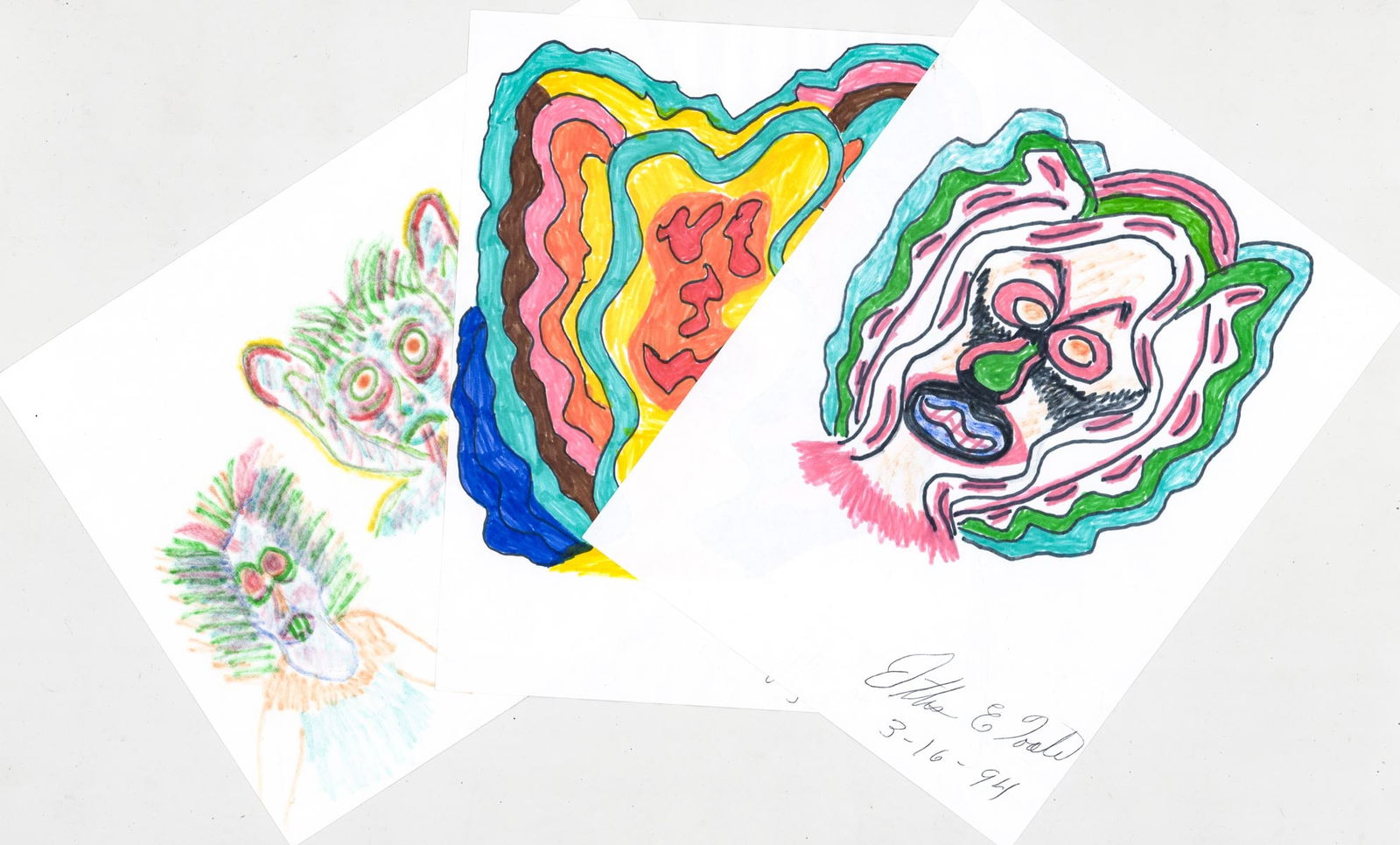 Ottis Elwood Toole Three Signed Drawings (1 of 4)