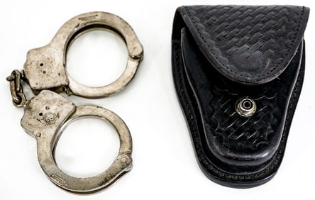Vintage Peerless Handcuffs with Leather Holster